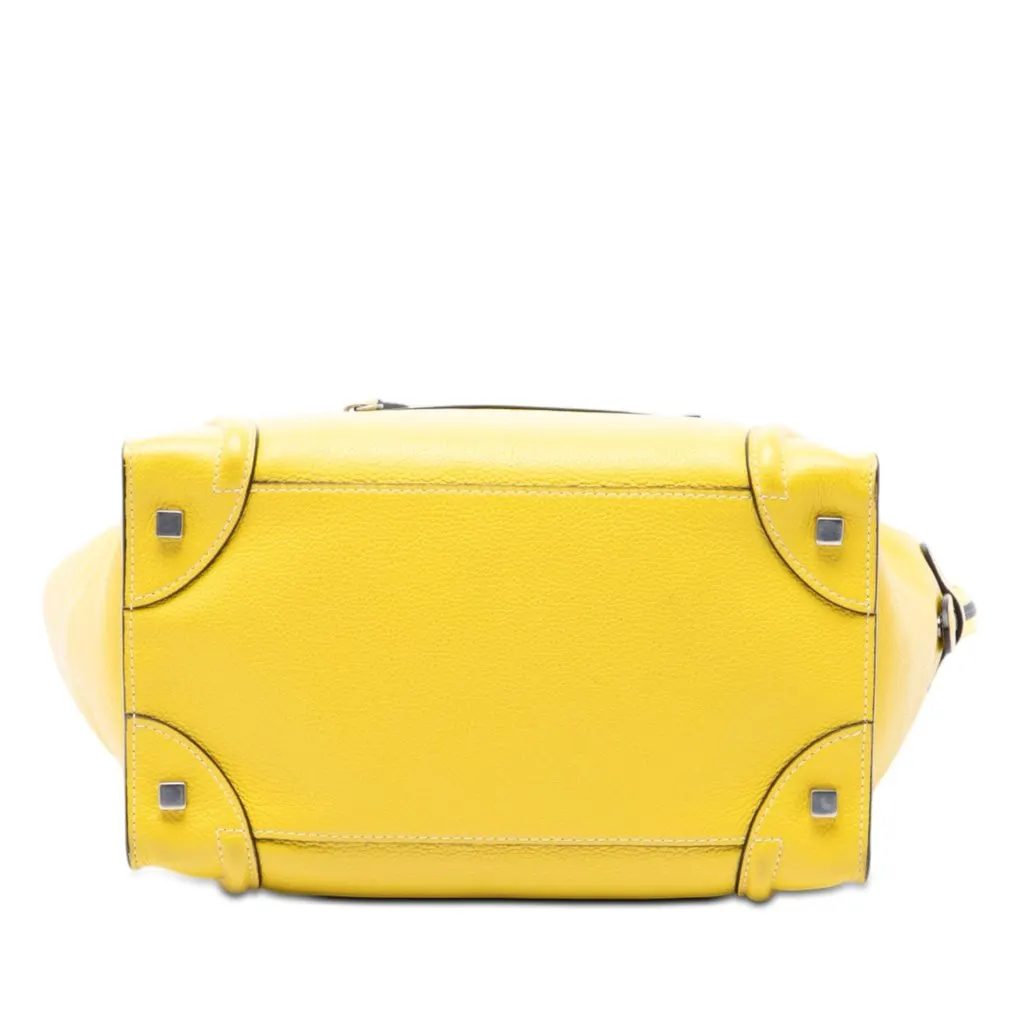 Celine Mini Grained Calfskin Luggage Tote Yellow Leather Very good - Inside View
