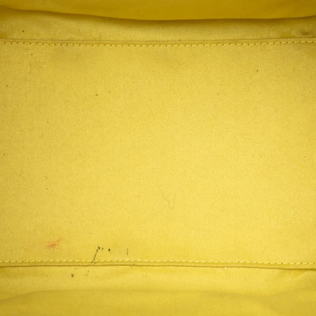 Celine Mini Grained Calfskin Luggage Tote Yellow Leather Very good - Model View