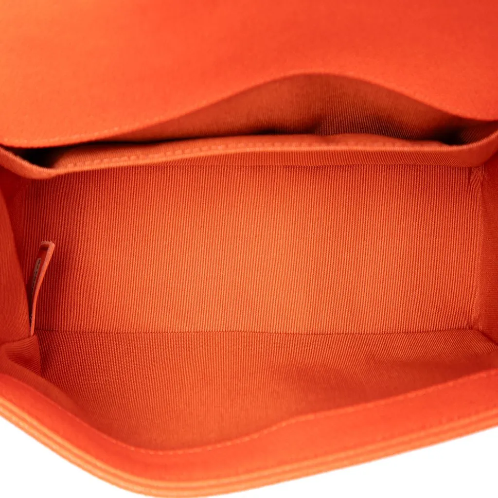 Chanel Small Quilted Caviar Boy Flap Orange Leather Very good - Model View