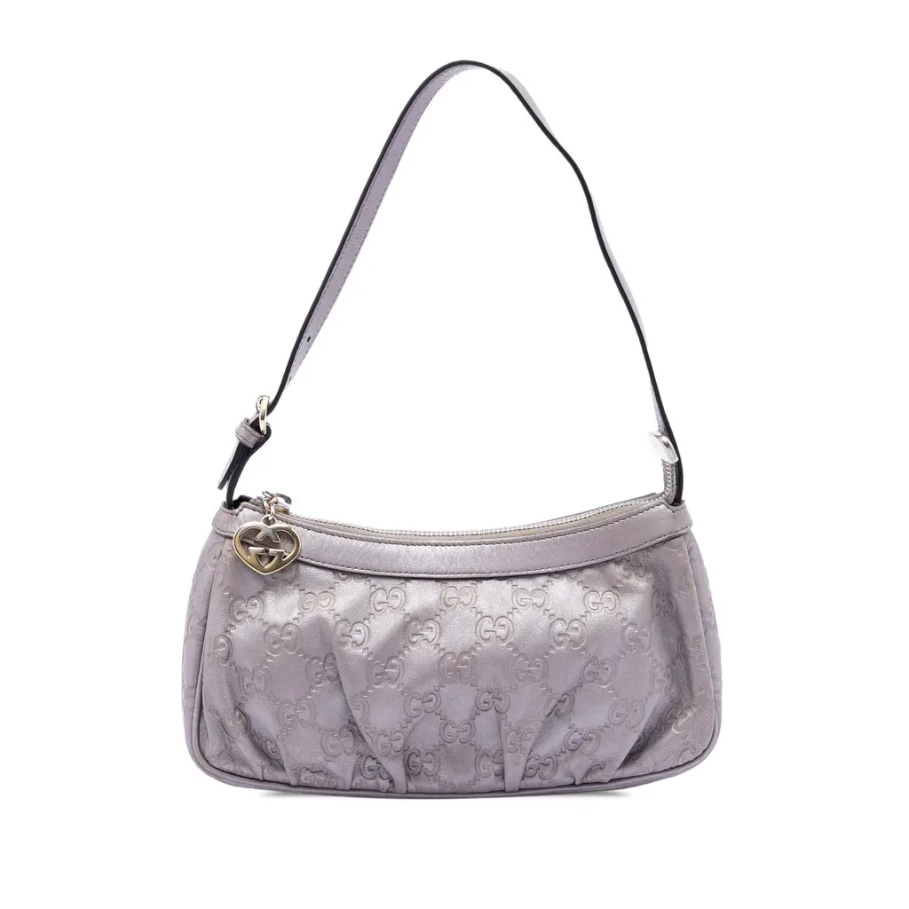 Gucci Metallic Guccissima Lovely Heart Pochette Purple Leather Very good - Front View