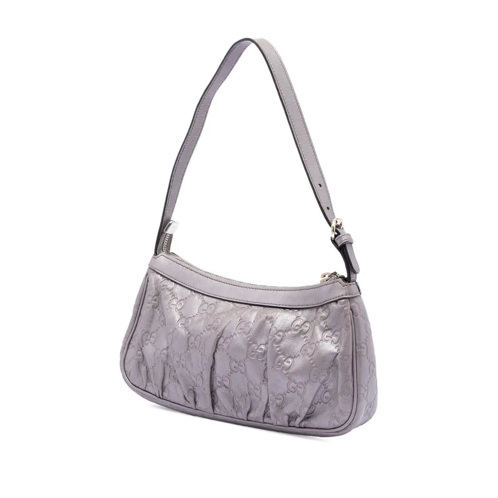 Gucci Metallic Guccissima Lovely Heart Pochette Purple Leather Very good - Back View