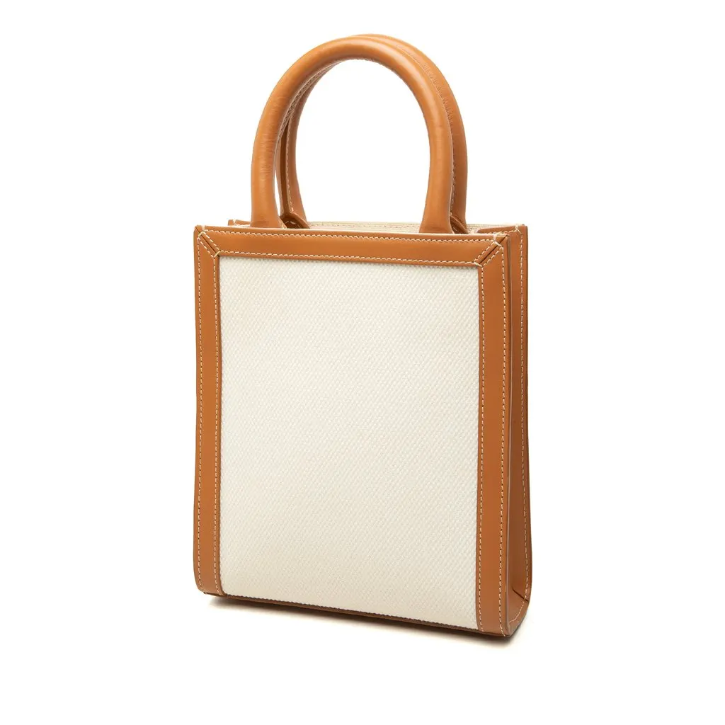 Celine Mini Canvas Vertical Cabas Tote Brown Canvas Very good - Back View