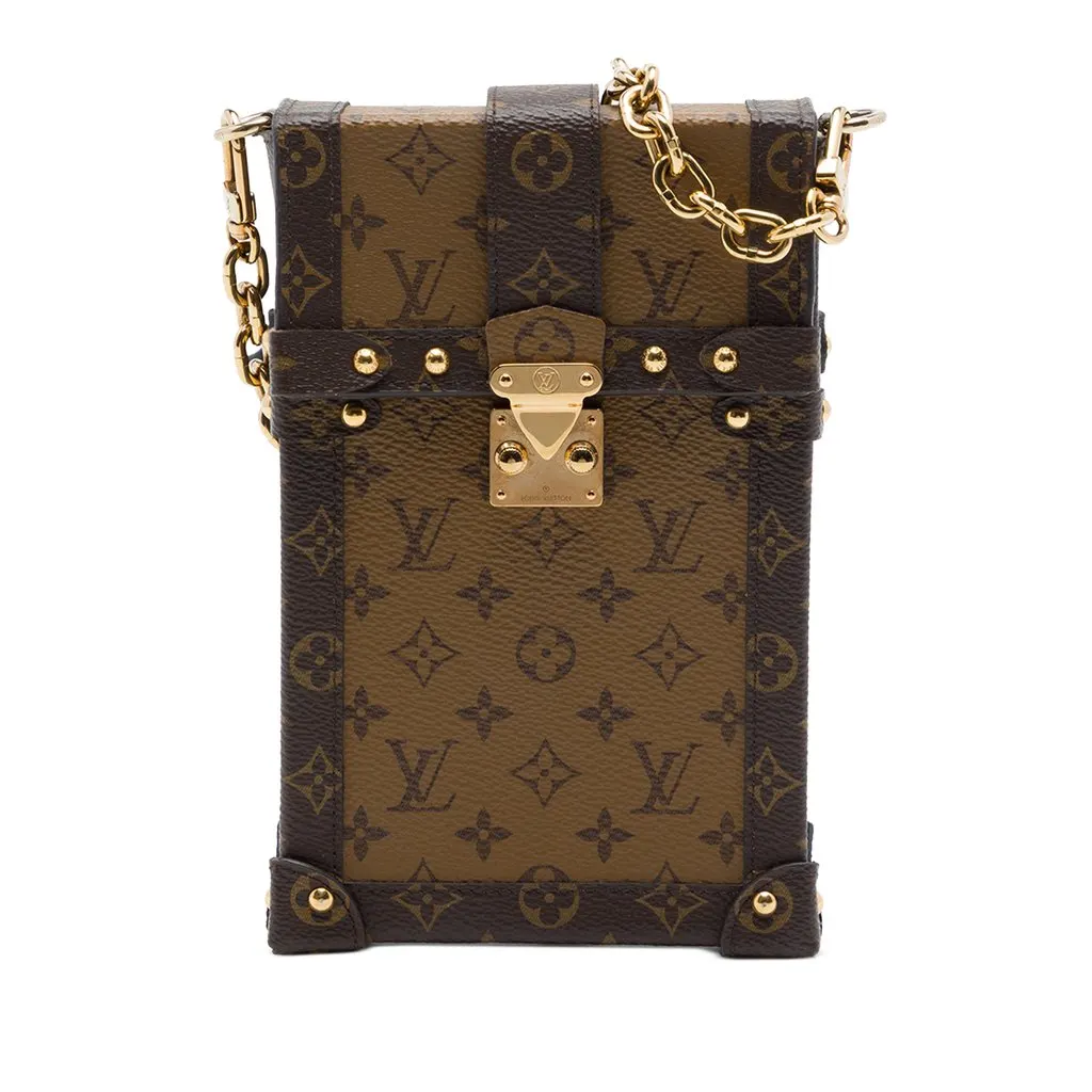 Louis Vuitton Monogram Reverse Pochette Trunk Verticale Brown Canvas Good - Front View