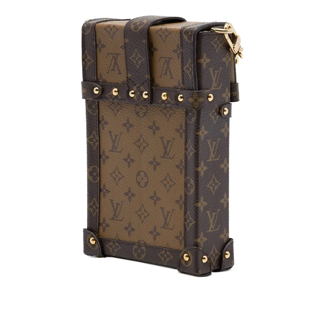 Louis Vuitton Monogram Reverse Pochette Trunk Verticale Brown Canvas Good - Back View
