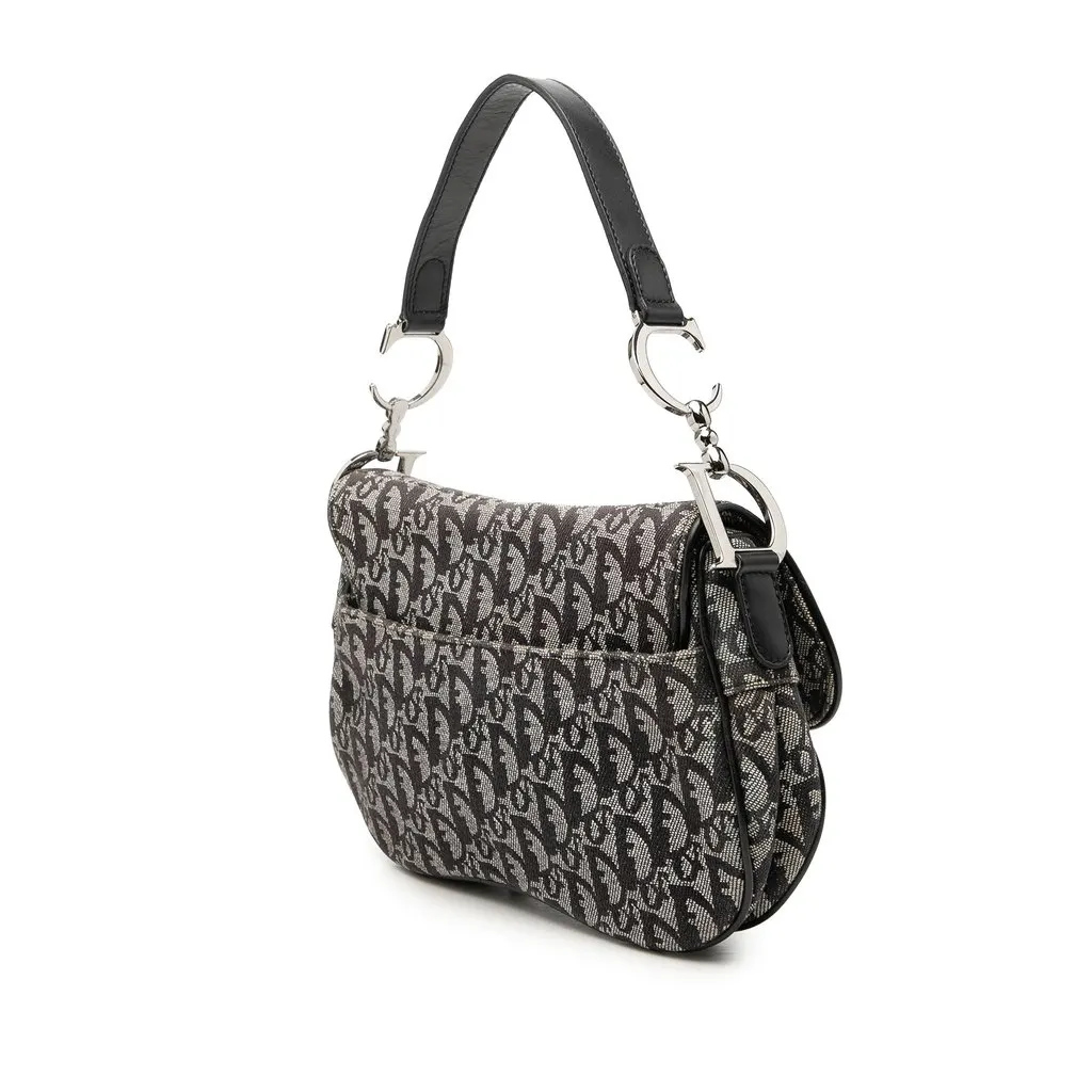 Dior Diorissimo Canvas Double Saddle Bag Black Very good - Back View