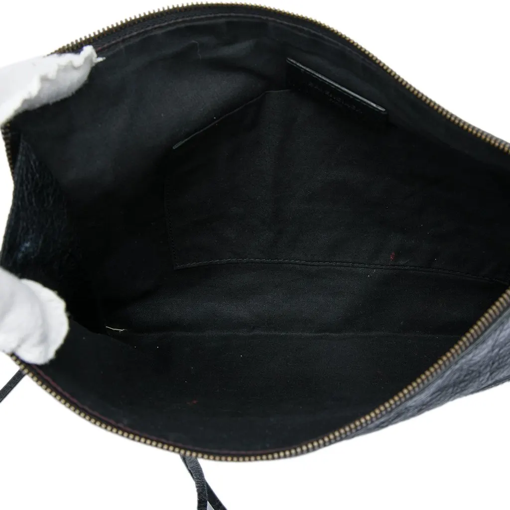 Balenciaga Lambskin Motocross Classic Flat Clutch Black Leather Very good - Model View
