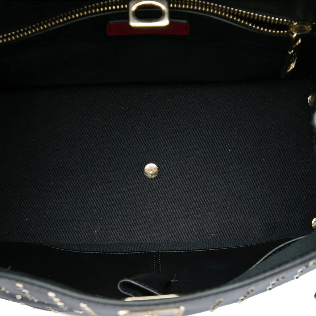 Valentino Medium Calfskin Rockstud Joylock Satchel Black Leather Very good - Model View