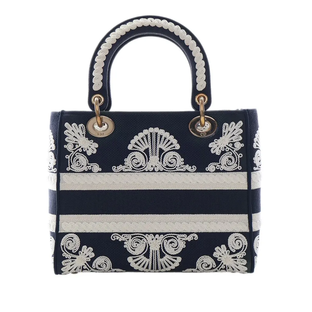 Dior Medium Embroidered Canvas Cornely Lady D Lite Blue Very good - Back View