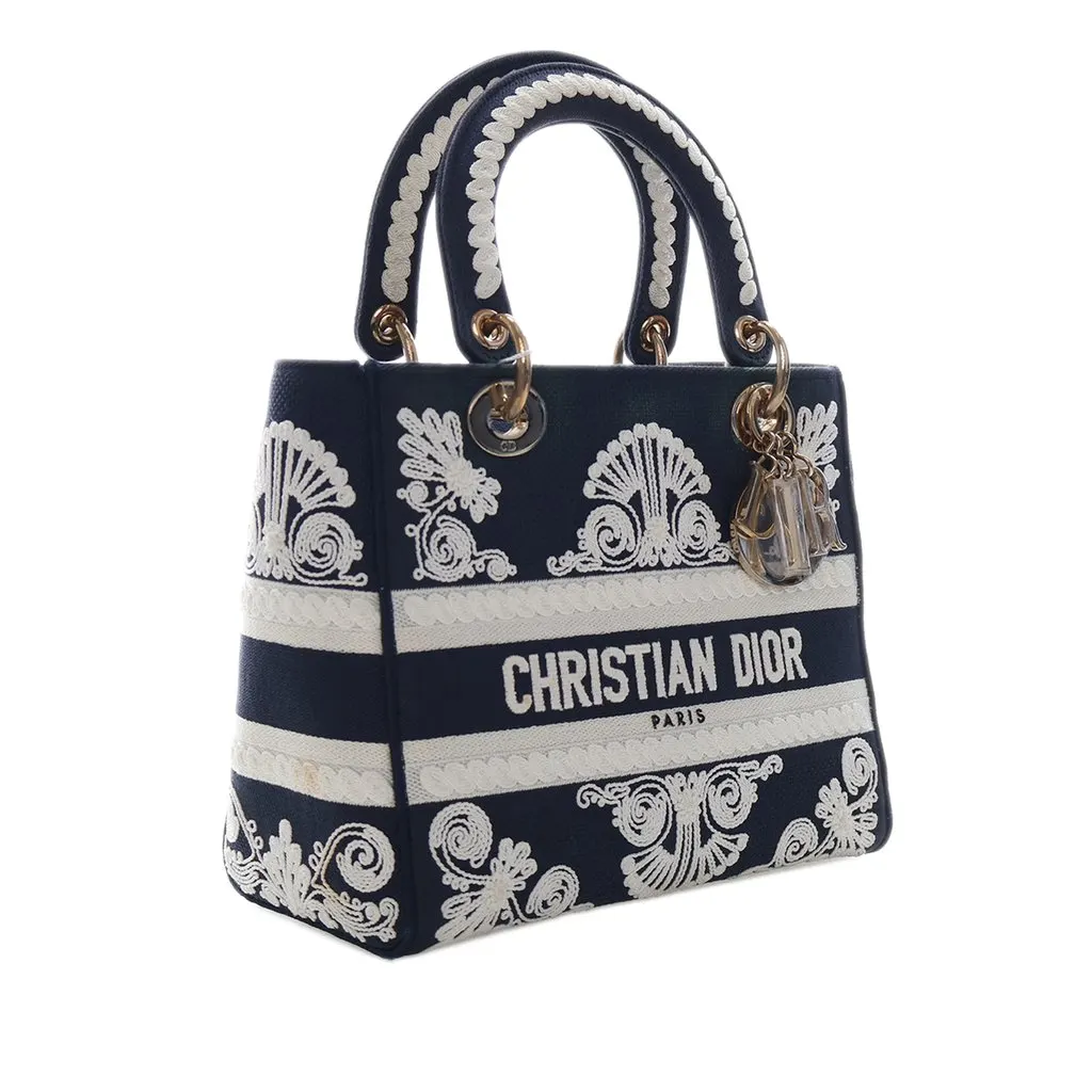 Dior Medium Embroidered Canvas Cornely Lady D Lite Blue Very good - Inside View