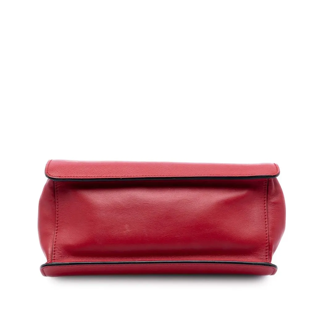 Prada Saffiano and City Calf Light Frame Crossbody Red Leather Very good - Inside View