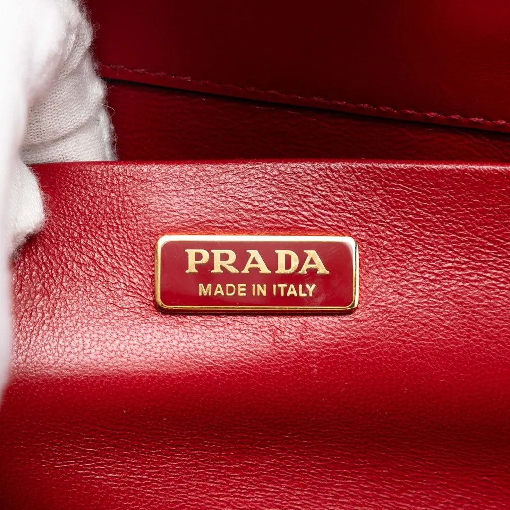 Prada Saffiano and City Calf Light Frame Crossbody Red Leather Very good - Box View