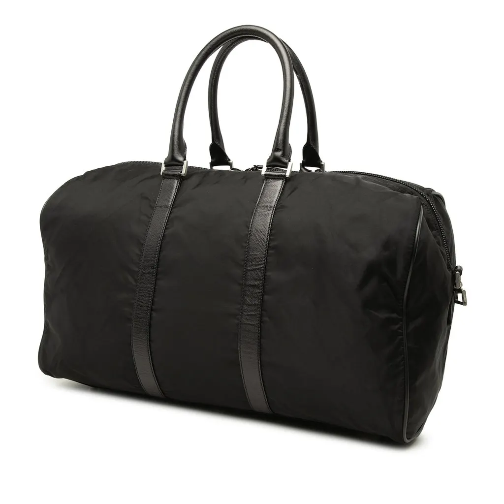 Prada Saffiano Trimmed Tessuto Travel Bag Black Good - Back View