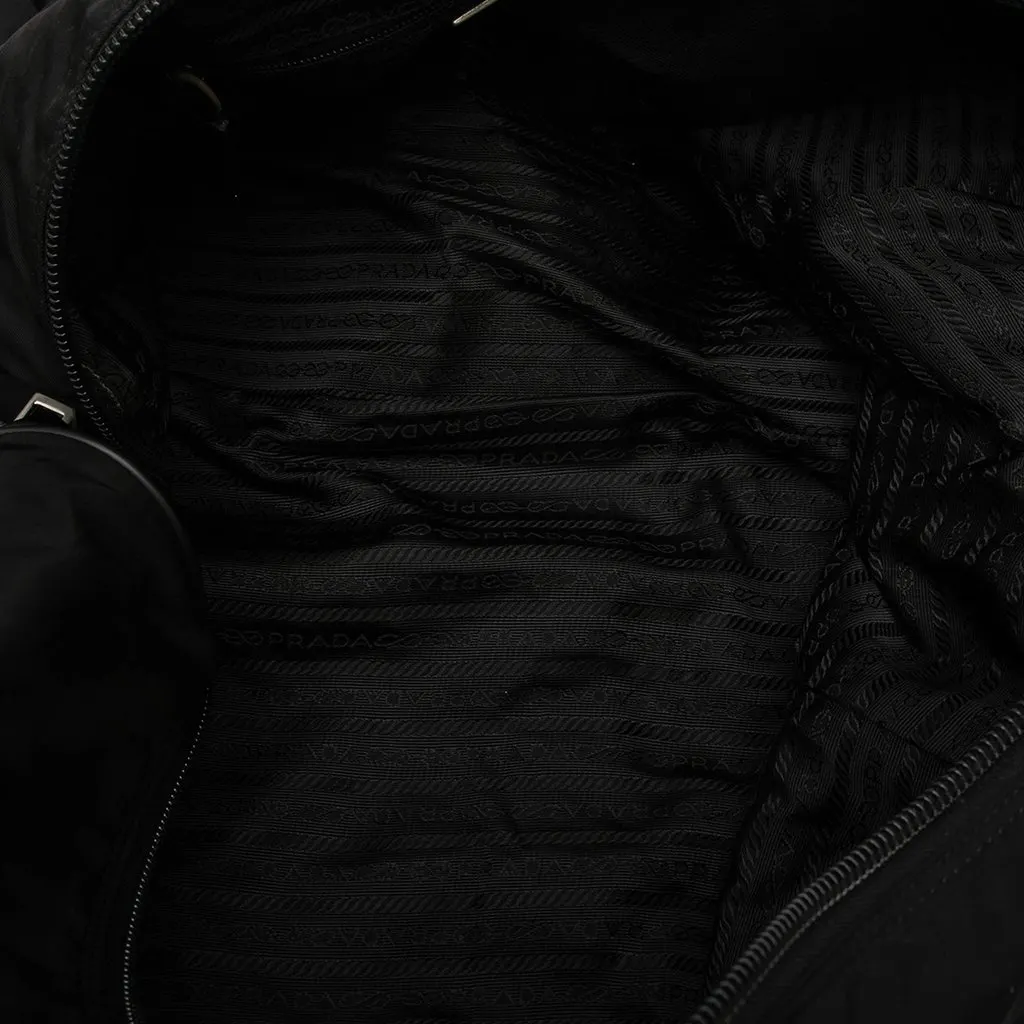 Prada Saffiano Trimmed Tessuto Travel Bag Black Good - Model View