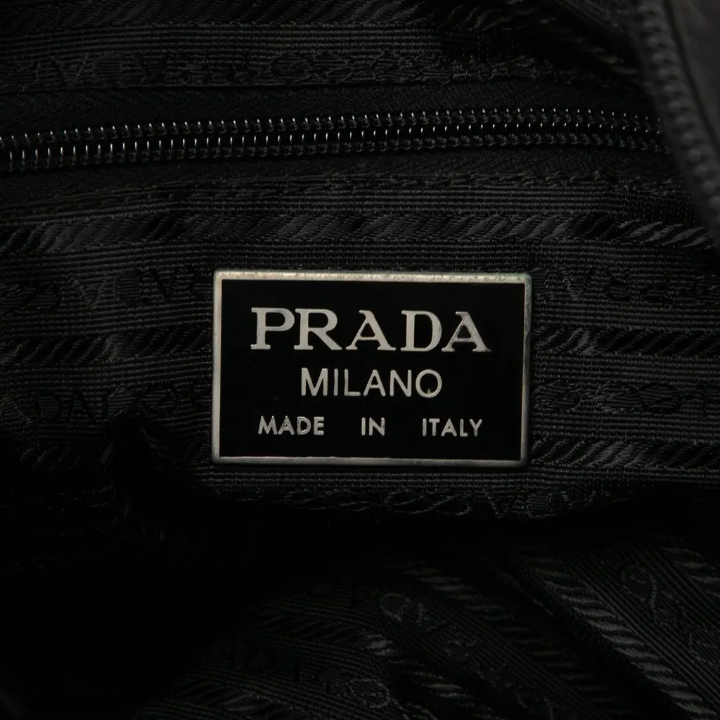 Prada Saffiano Trimmed Tessuto Travel Bag Black Good - Box View