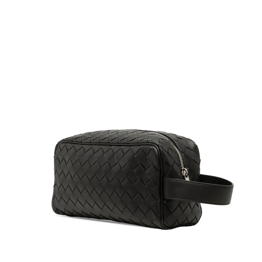 Bottega Veneta Nappa Intrecciato Travel Pouch Black Leather Very good - Back View