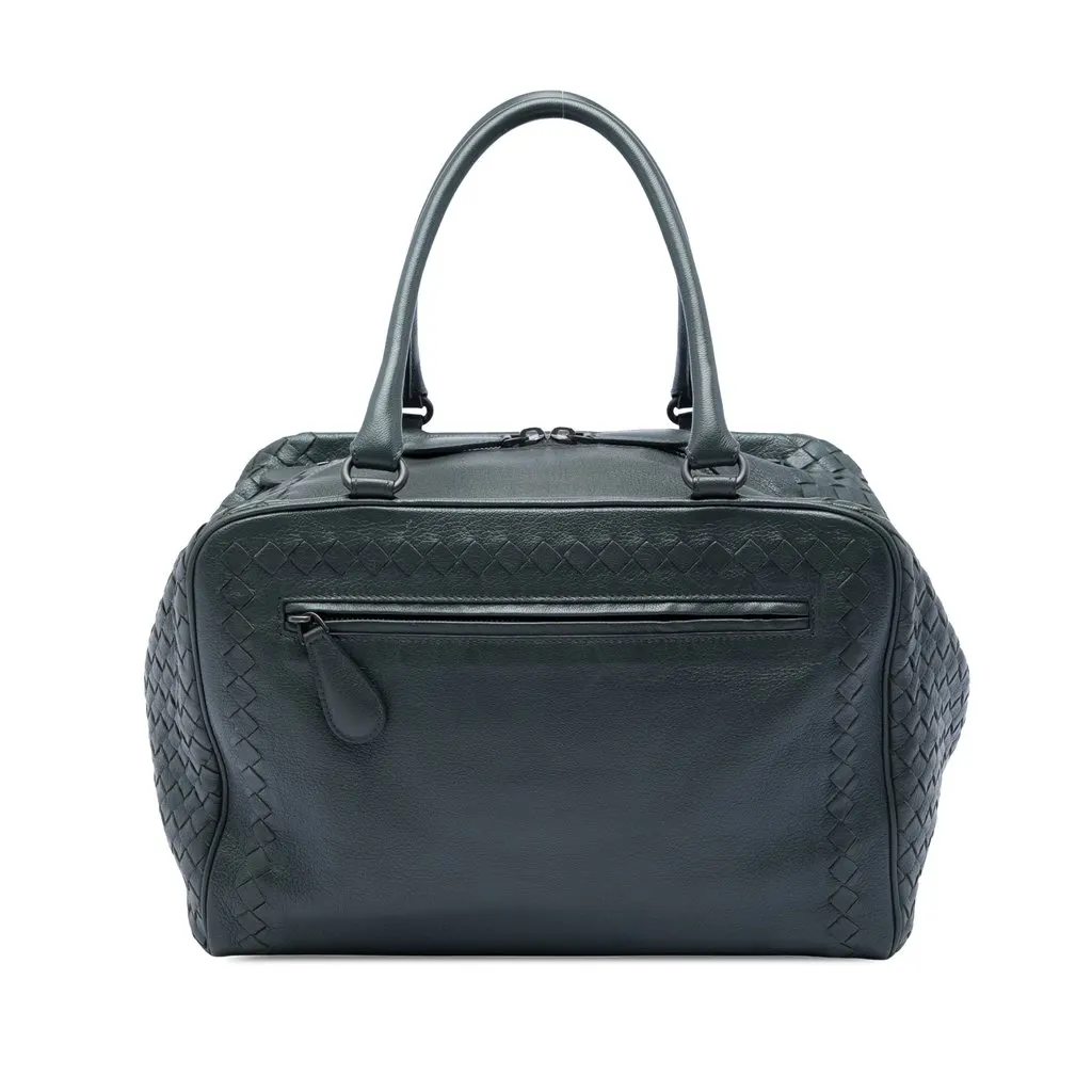 Bottega Veneta Intrecciato Trimmed Goatskin Madras Brera Handbag MultiColor Leather Very good - Front View