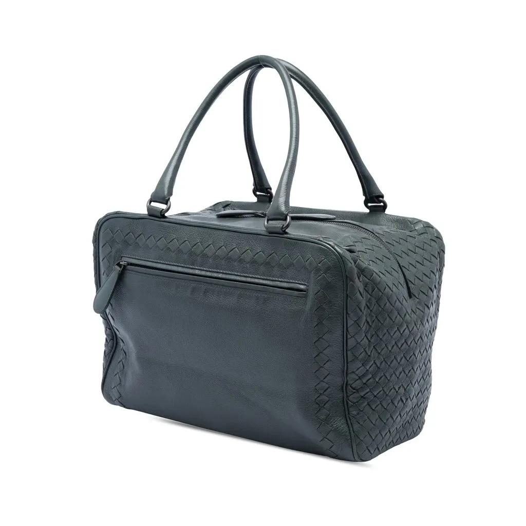 Bottega Veneta Intrecciato Trimmed Goatskin Madras Brera Handbag MultiColor Leather Very good - Back View