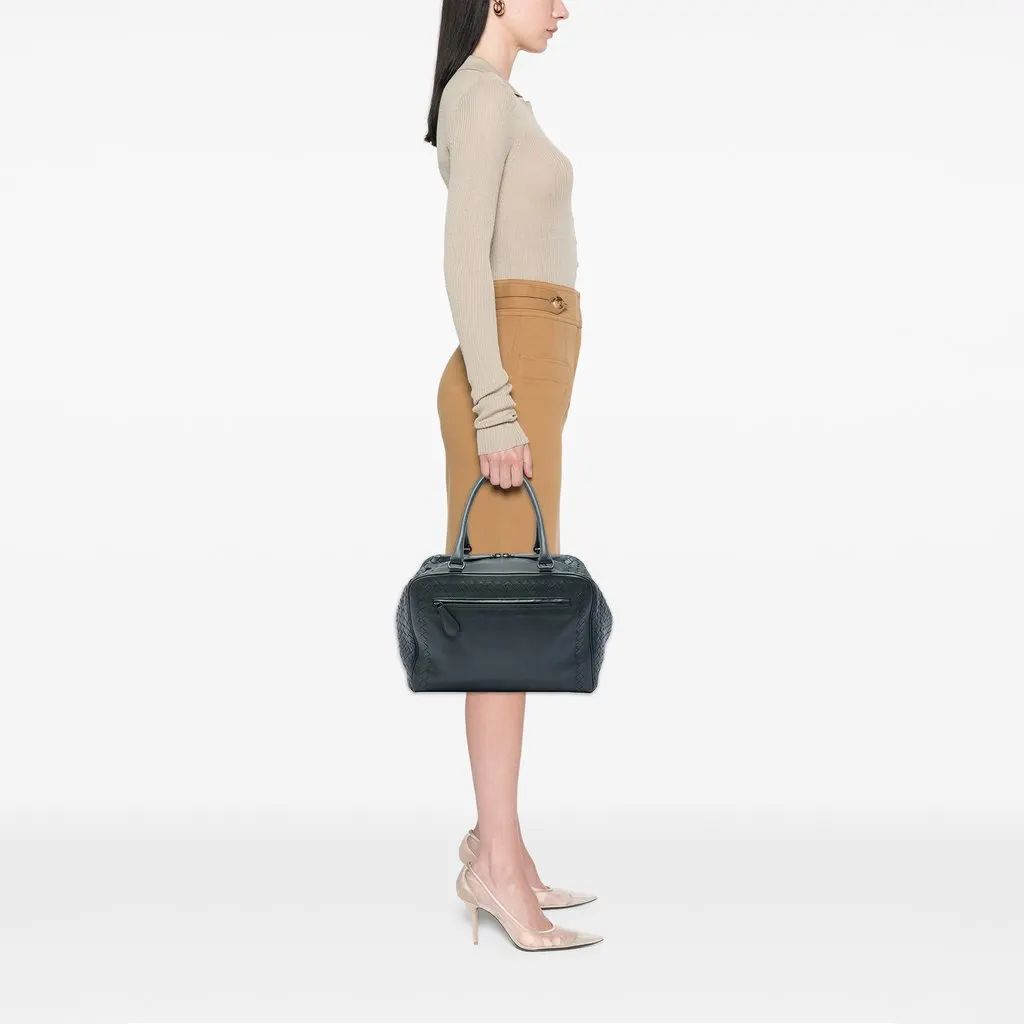 Bottega Veneta Intrecciato Trimmed Goatskin Madras Brera Handbag MultiColor Leather Very good - Box View