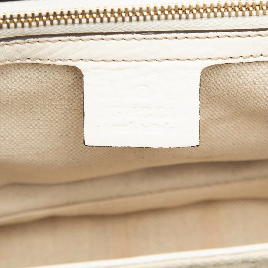 Gucci Medium GG Canvas New Bamboo Satchel White Very good - Box View