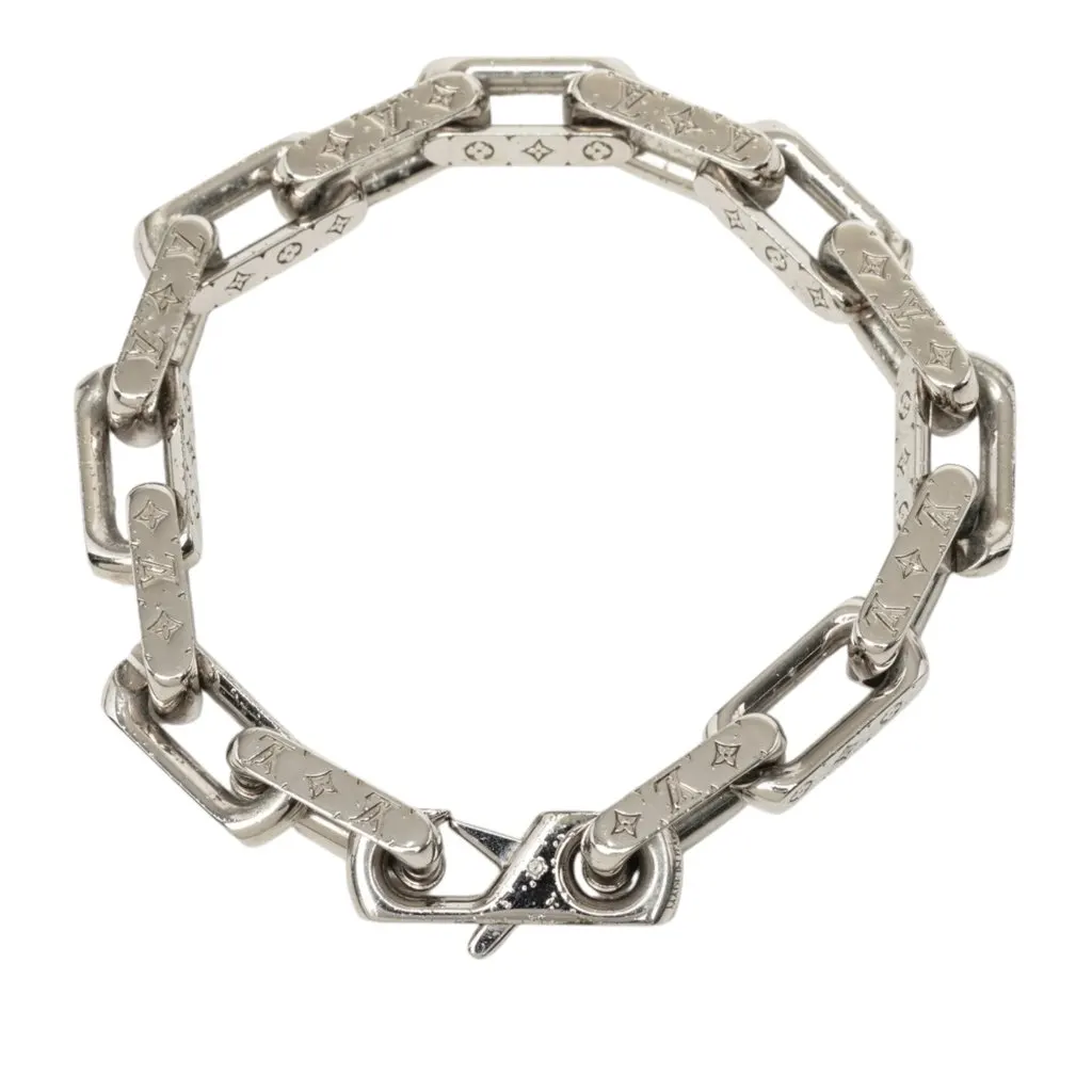 Louis Vuitton Stainless Steel Monogram Chain Bracelet L Silver Stainless steel Very good - Inside View