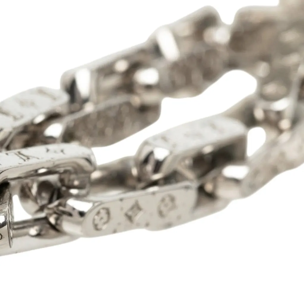 Louis Vuitton Stainless Steel Monogram Chain Bracelet L Silver Stainless steel Very good - Box View