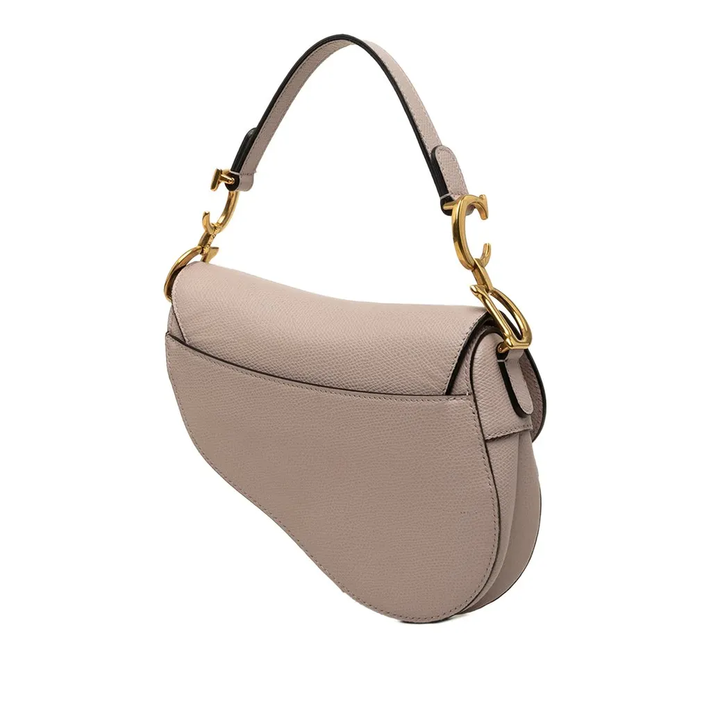 Dior Mini Grained Calfskin Saddle Bag Purple Leather Good - Back View