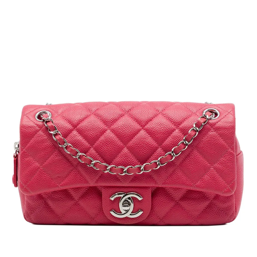 Chanel Medium Quilted Caviar Easy Flap Pink Leather Very good - Front View