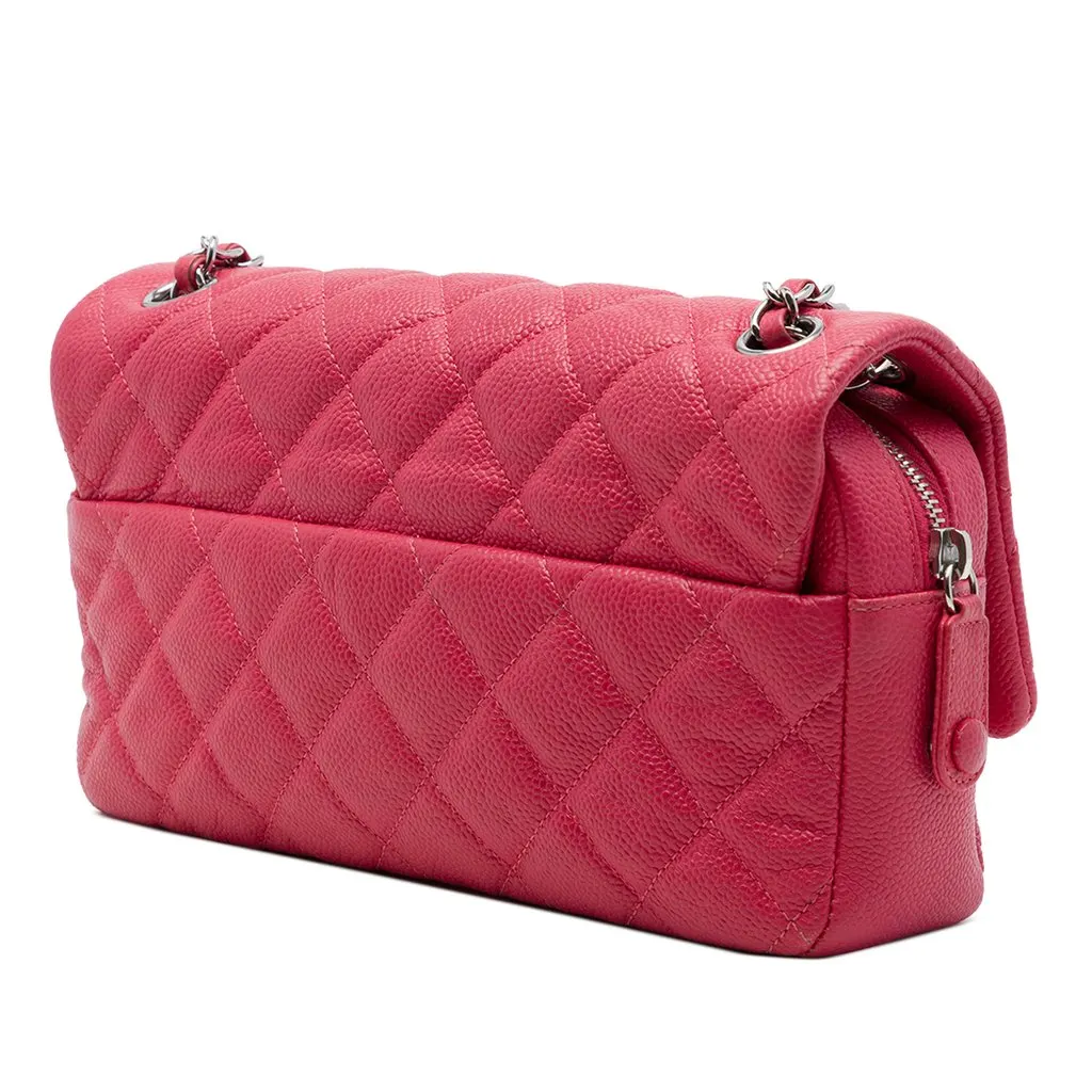 Chanel Medium Quilted Caviar Easy Flap Pink Leather Very good - Back View