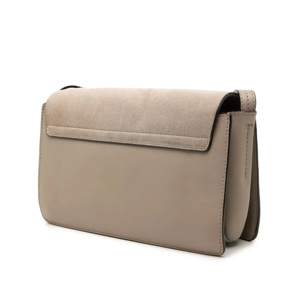 Chloé Small Suede and Calfskin Faye Crossbody Grey Leather Good - Back View