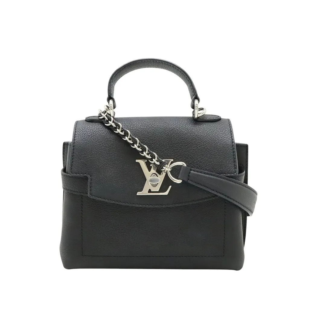 Louis Vuitton Grained Calfskin Mini LockMe Ever Black Leather Very good - Front View