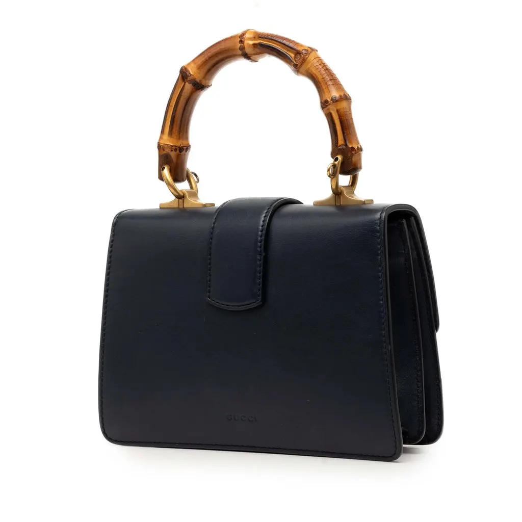 Gucci Mini Calfskin Web Bamboo Dionysus Satchel Blue Leather Very good - Back View