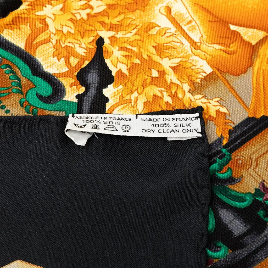 Hermès Azulejos Silk Scarf 90 Black Very good - Back View