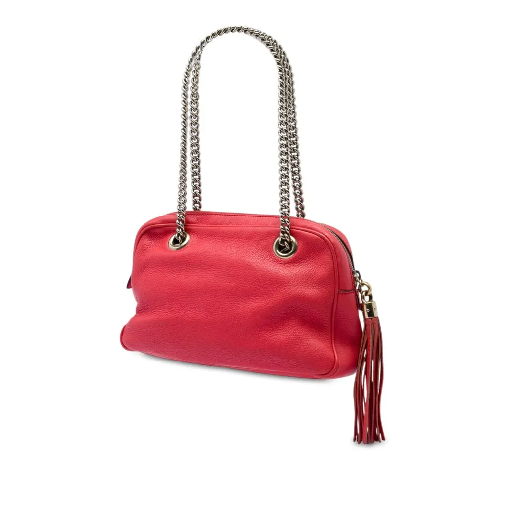 Gucci Calfskin Soho Chain Zip Shoulder Bag Red Leather Very good - Back View