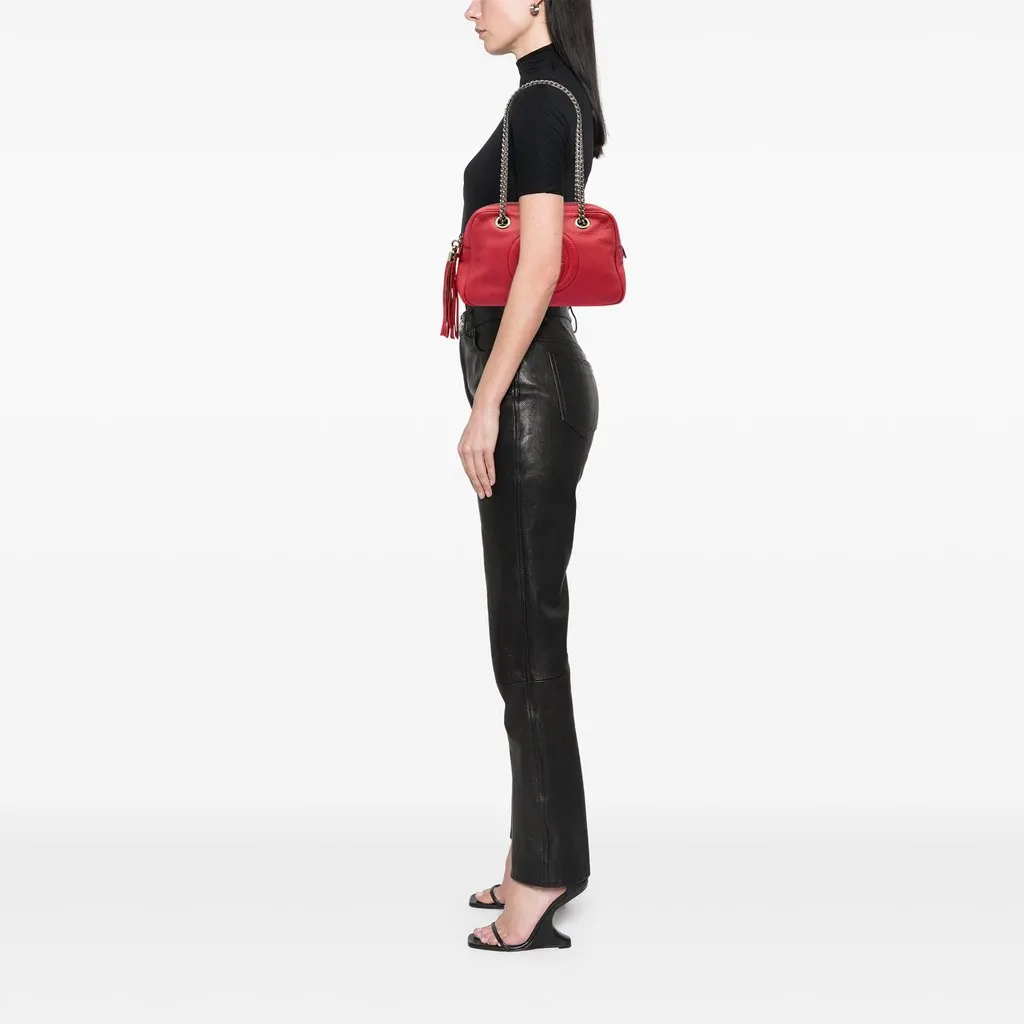 Gucci Calfskin Soho Chain Zip Shoulder Bag Red Leather Very good - Box View