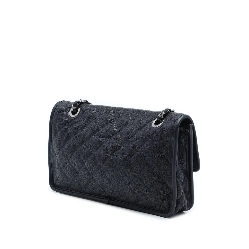 Chanel Medium Quilted Caviar French Riviera Flap Blue Leather Very good - Back View