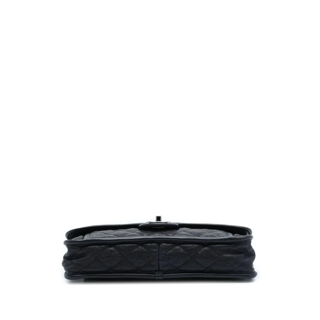 Chanel Medium Quilted Caviar French Riviera Flap Blue Leather Very good - Inside View