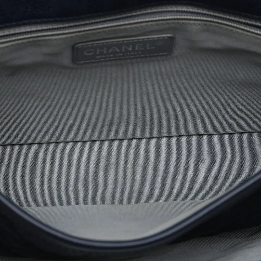 Chanel Medium Quilted Caviar French Riviera Flap Blue Leather Very good - Model View