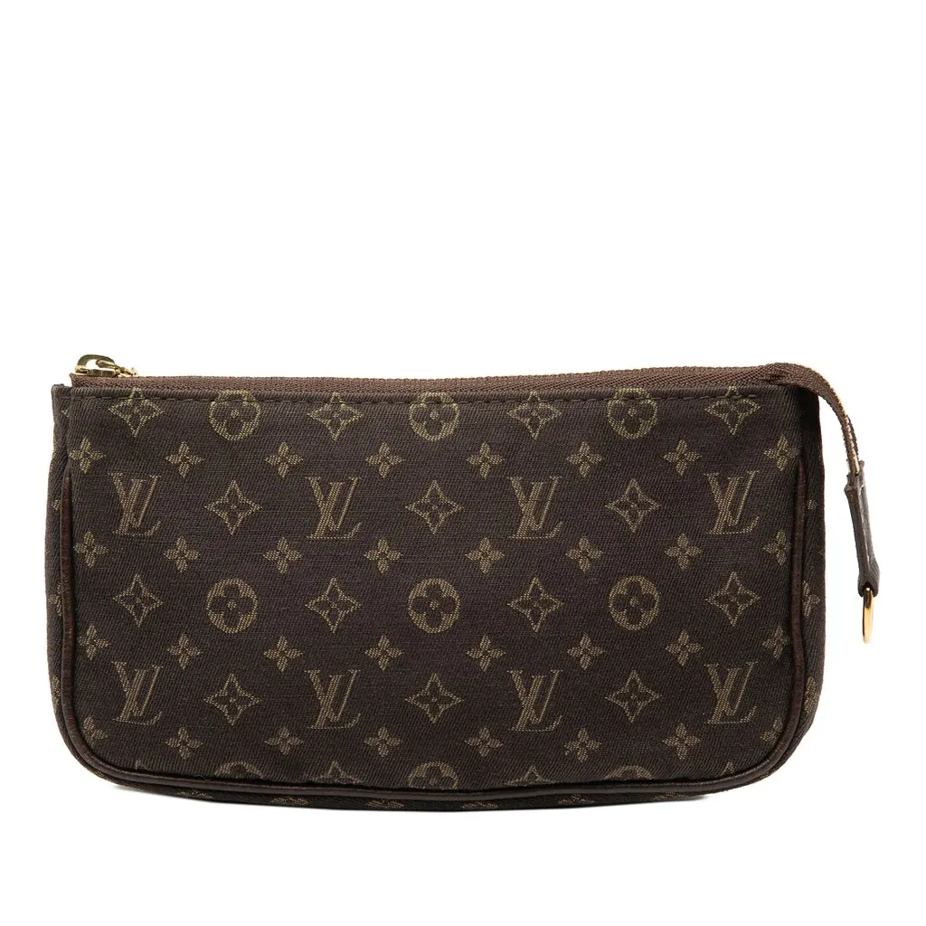 Louis Vuitton Monogram Mini Lin Bucket PM Pouch Brown Very good - Front View