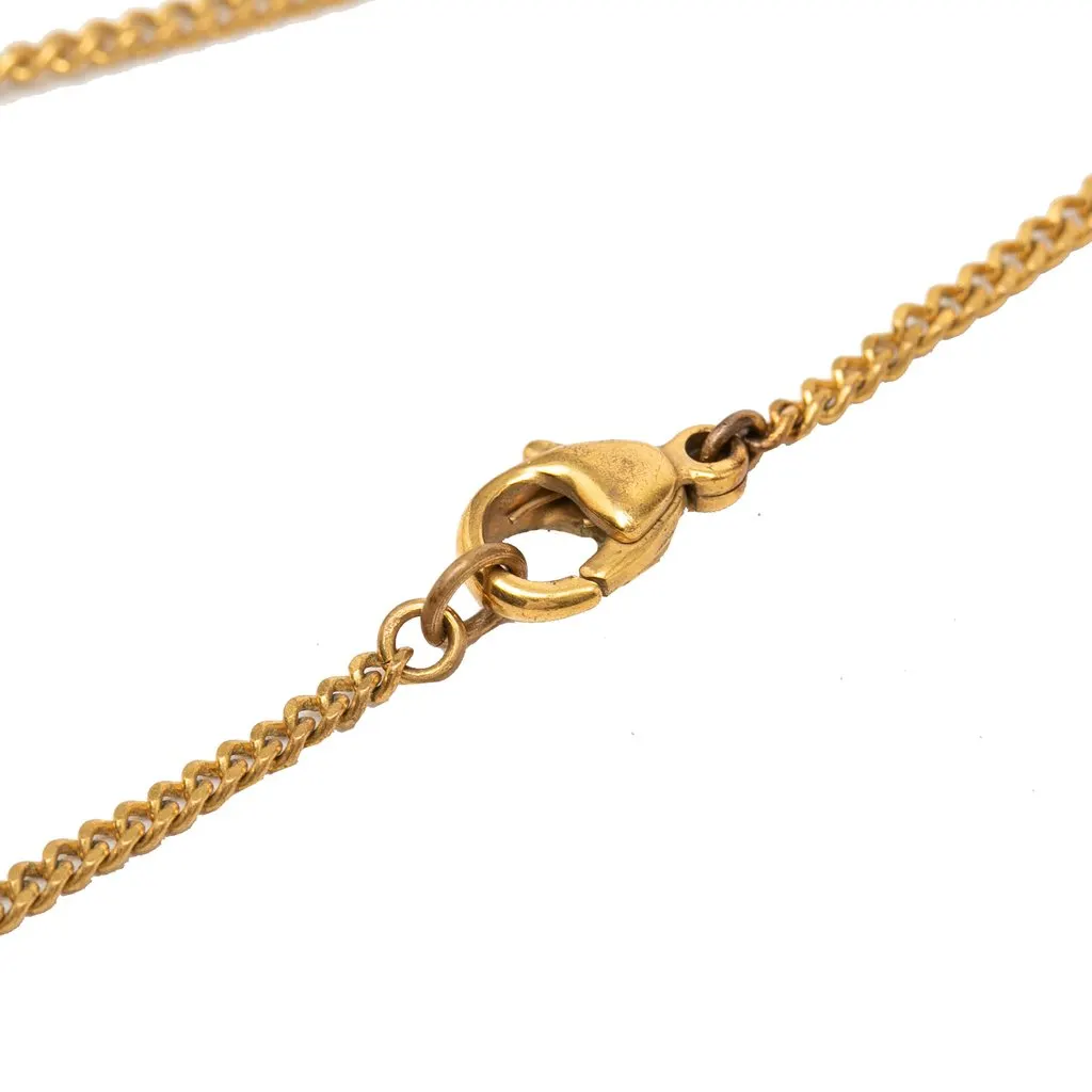 Chanel CC Gold Plated Studded Pendant Necklace Gold Metal Very good - Box View