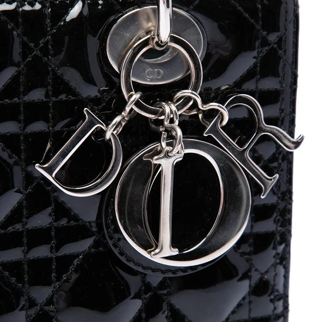 Dior Medium Patent Cannage Lady Dior Black Leather Very good - Box View