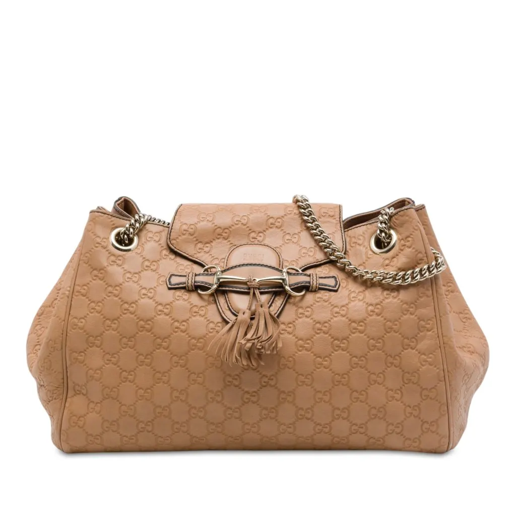 Gucci Large Guccissima Emily Tote Brown Leather Very good - Front View