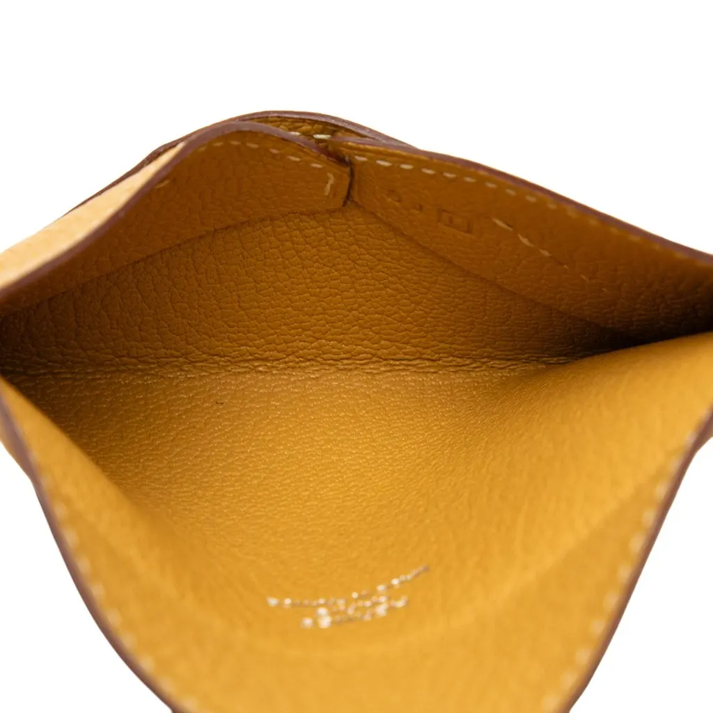 Hermès Chevre Mysore Envelope Pouch Yellow Leather Very good - Box View