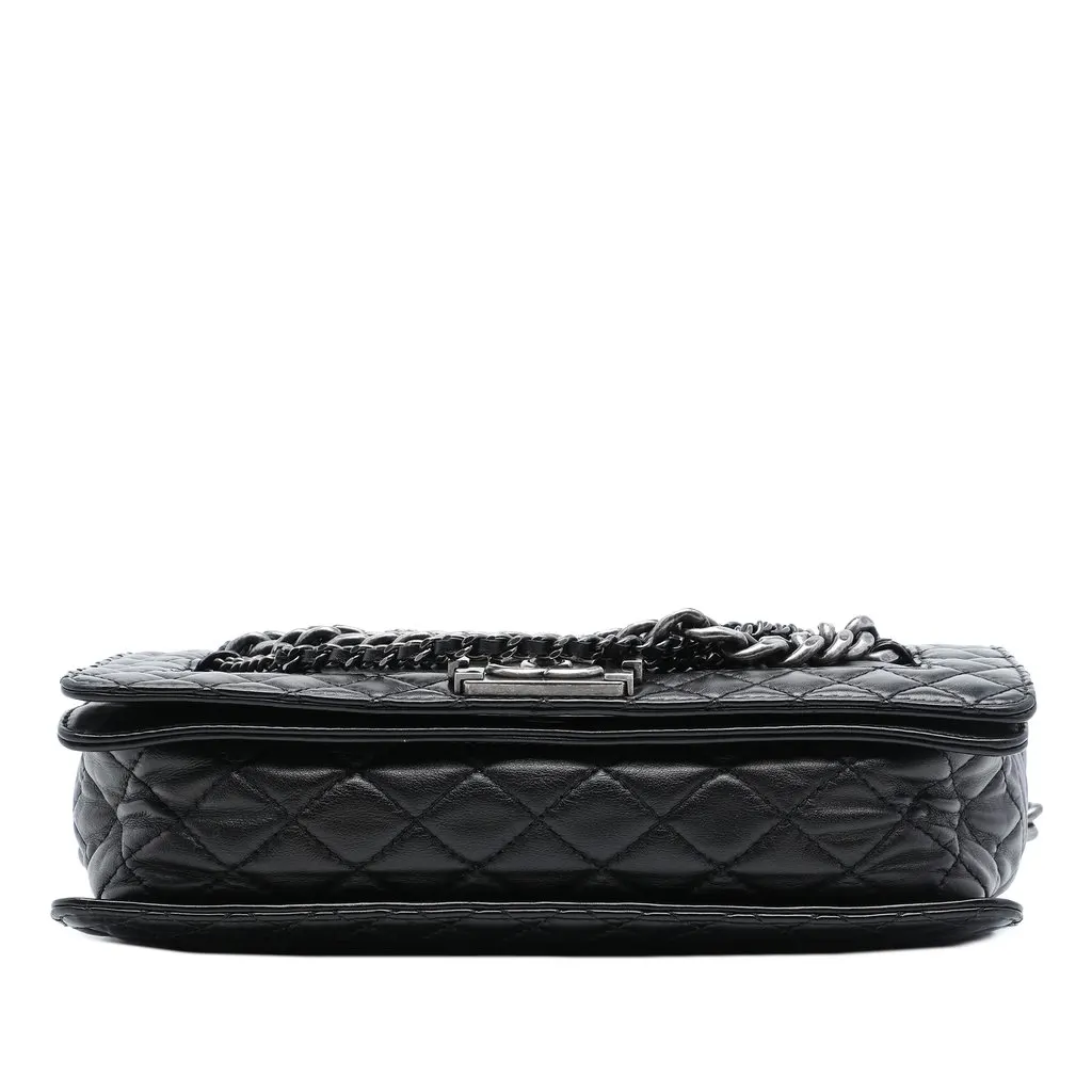 Chanel Paris Dallas Medium Lambskin Enchained Boy Flap Black Leather Very good - Inside View