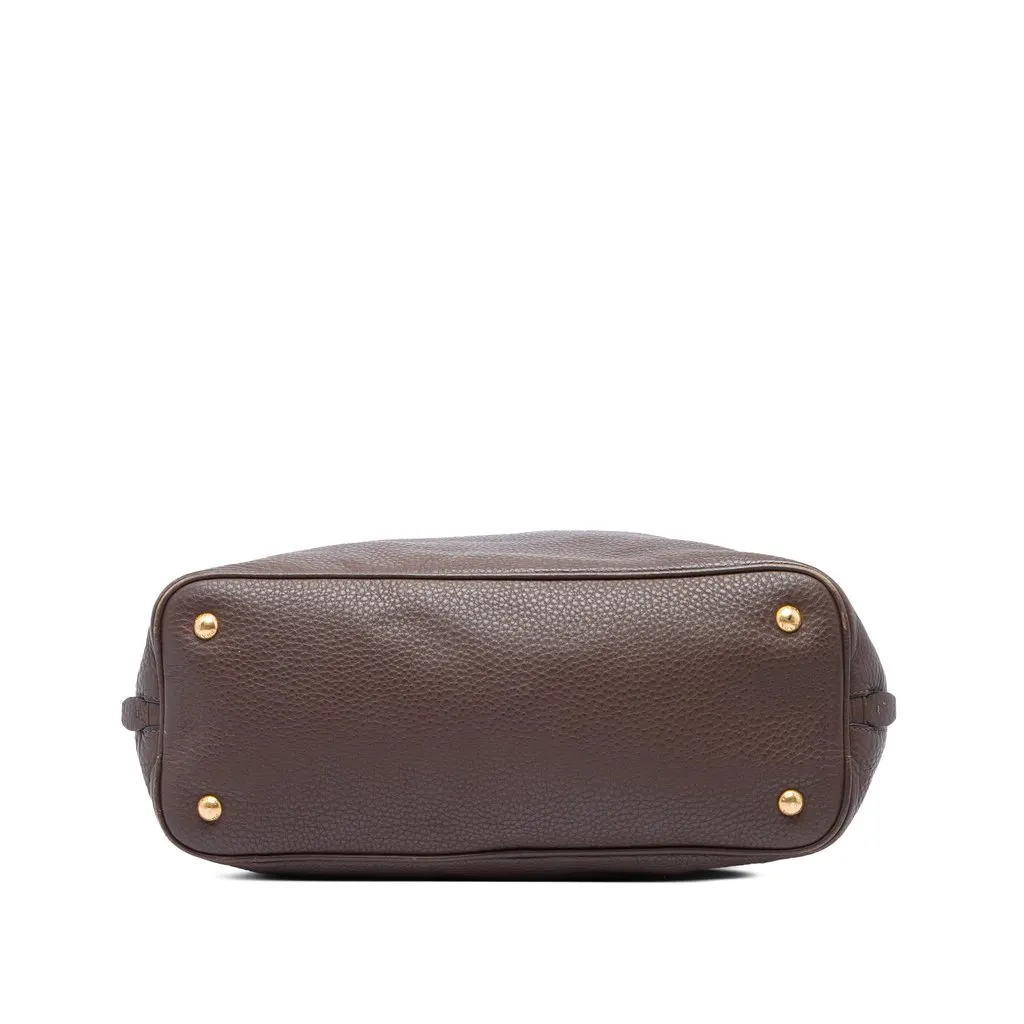 Prada Vitello Daino Side Zip Open Convertible Tote Brown Leather Very good - Inside View