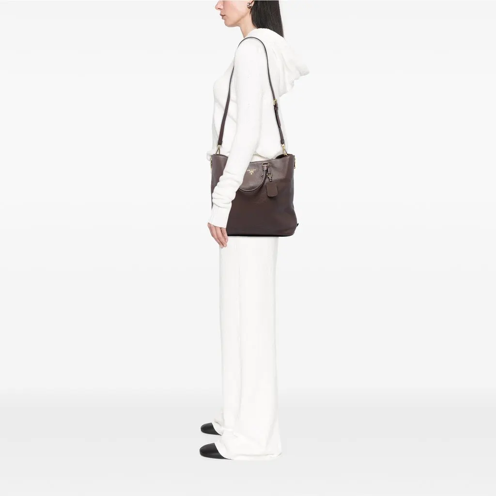 Prada Vitello Daino Side Zip Open Convertible Tote Brown Leather Very good - Box View