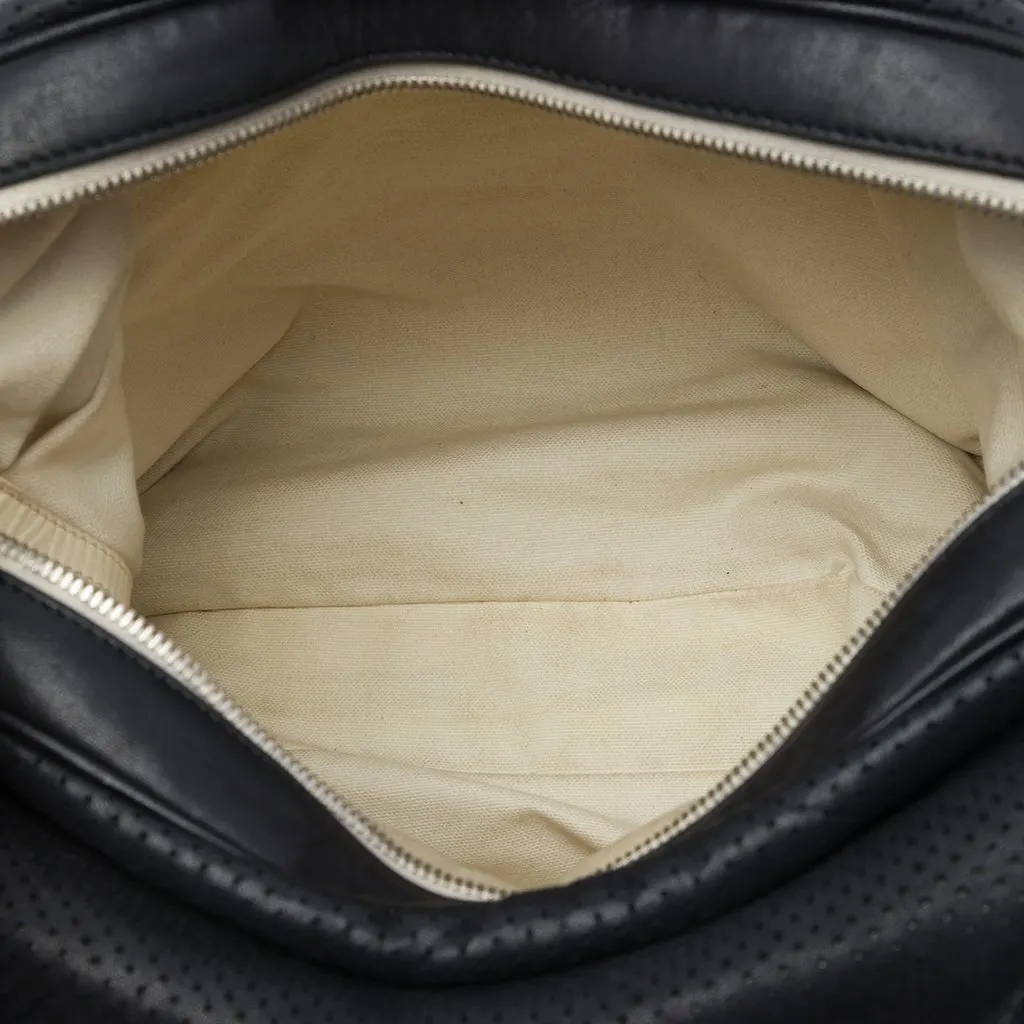 Chanel Perforated Lambskin Baseball Spirit Ligne Hobo Black Leather Very good - Model View