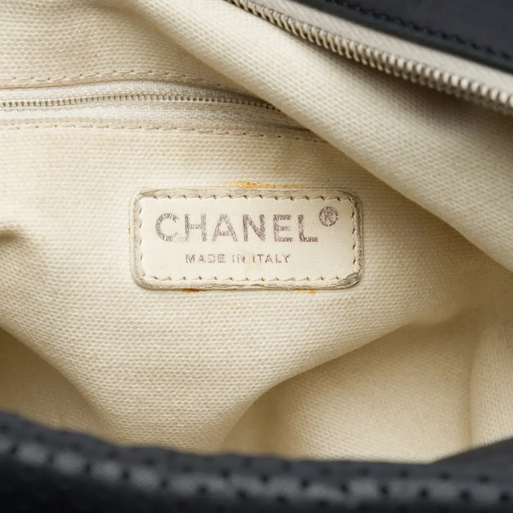 Chanel Perforated Lambskin Baseball Spirit Ligne Hobo Black Leather Very good - Box View