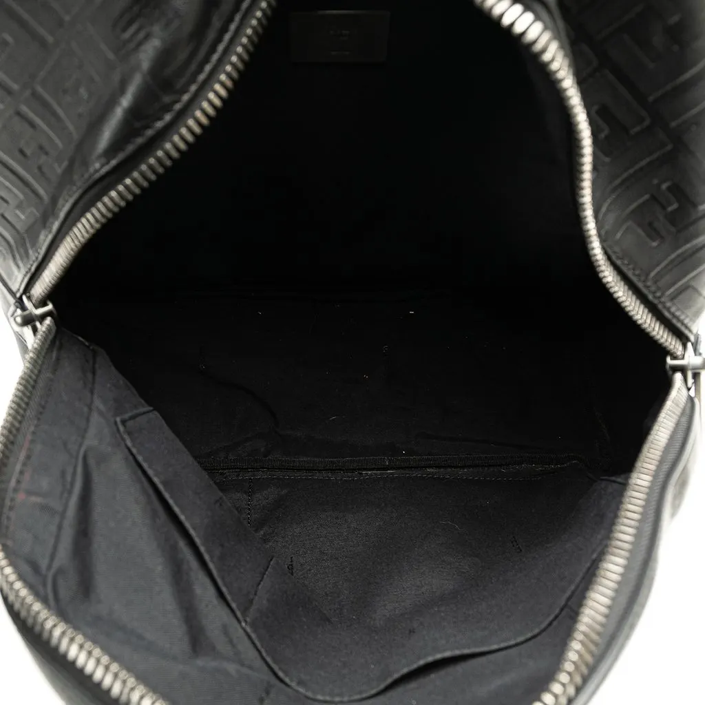Fendi Vitello Grace Zucca Embossed Leather Backpack Black Leather Very good - Model View
