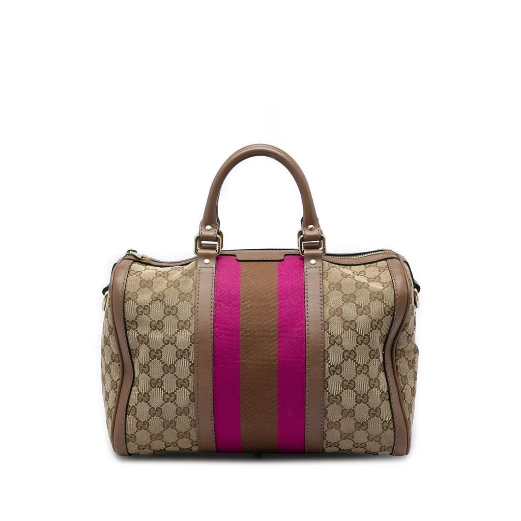 Gucci Medium GG Canvas Web Joy Boston Bag Beige Canvas Very good - Front View