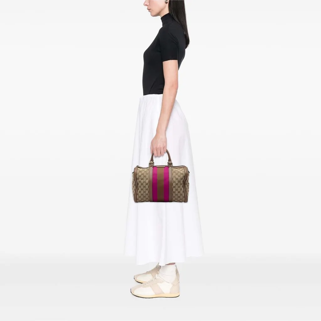 Gucci Medium GG Canvas Web Joy Boston Bag Beige Canvas Very good - Box View